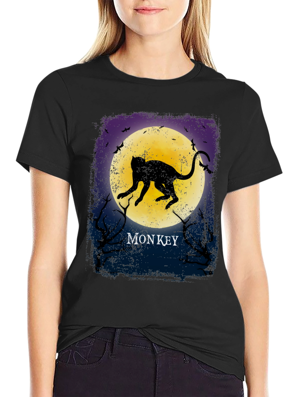 Monkey Silhouette T-Shirt - Moonlit Graphic Tee