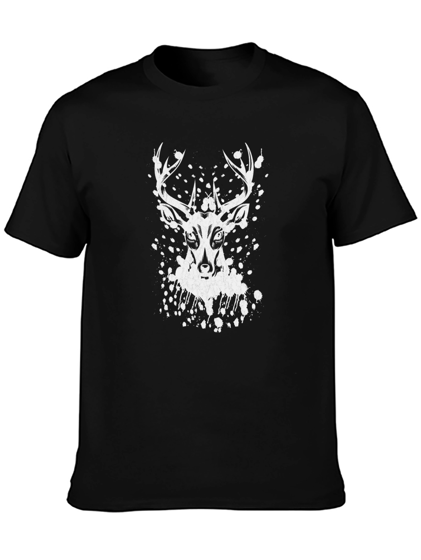 Deer Graphic Print Black T-Shirt