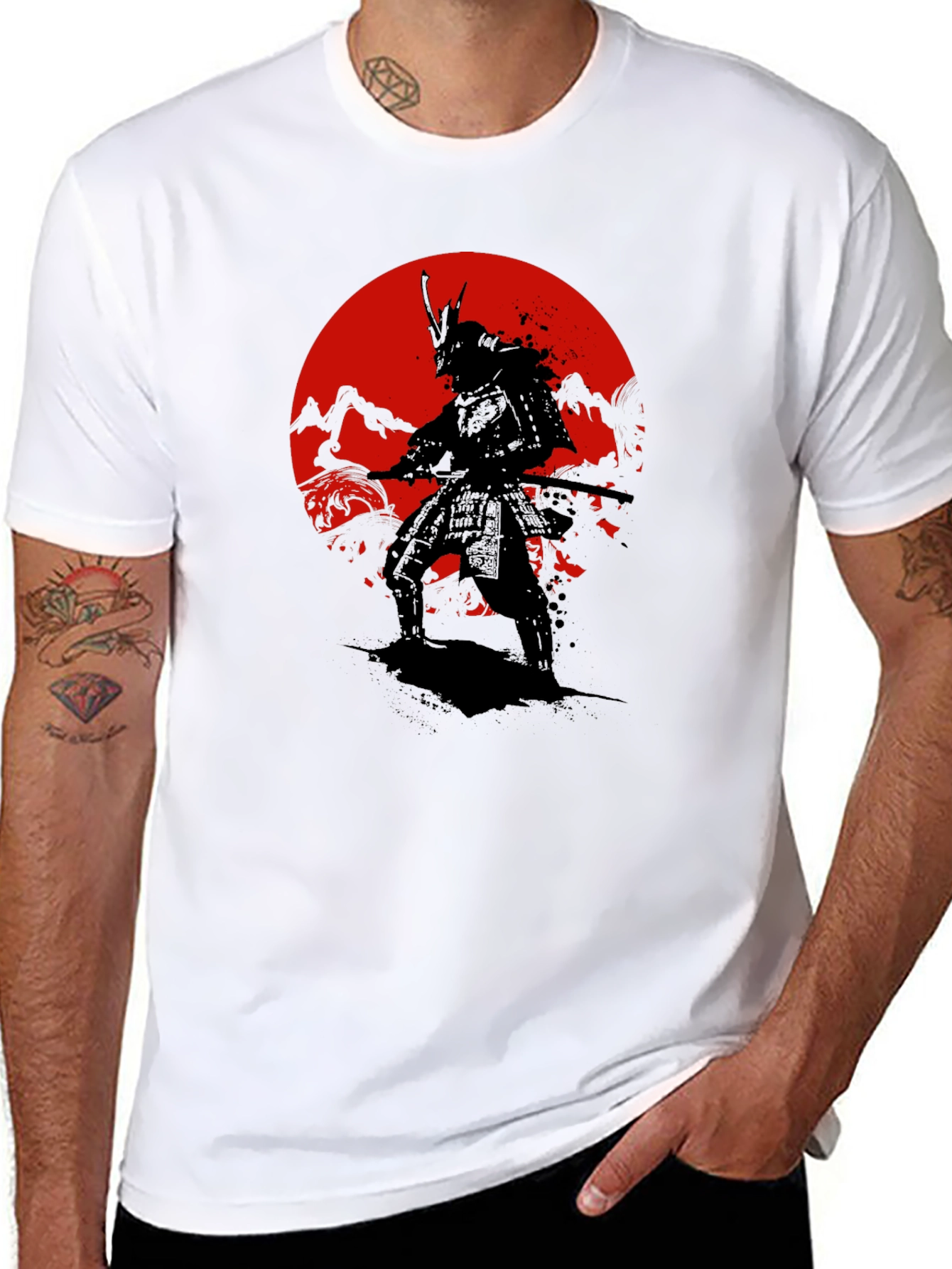 Samurai Sunset Graphic T-Shirt - Black