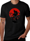 Samurai Sunset Graphic T-Shirt - Black