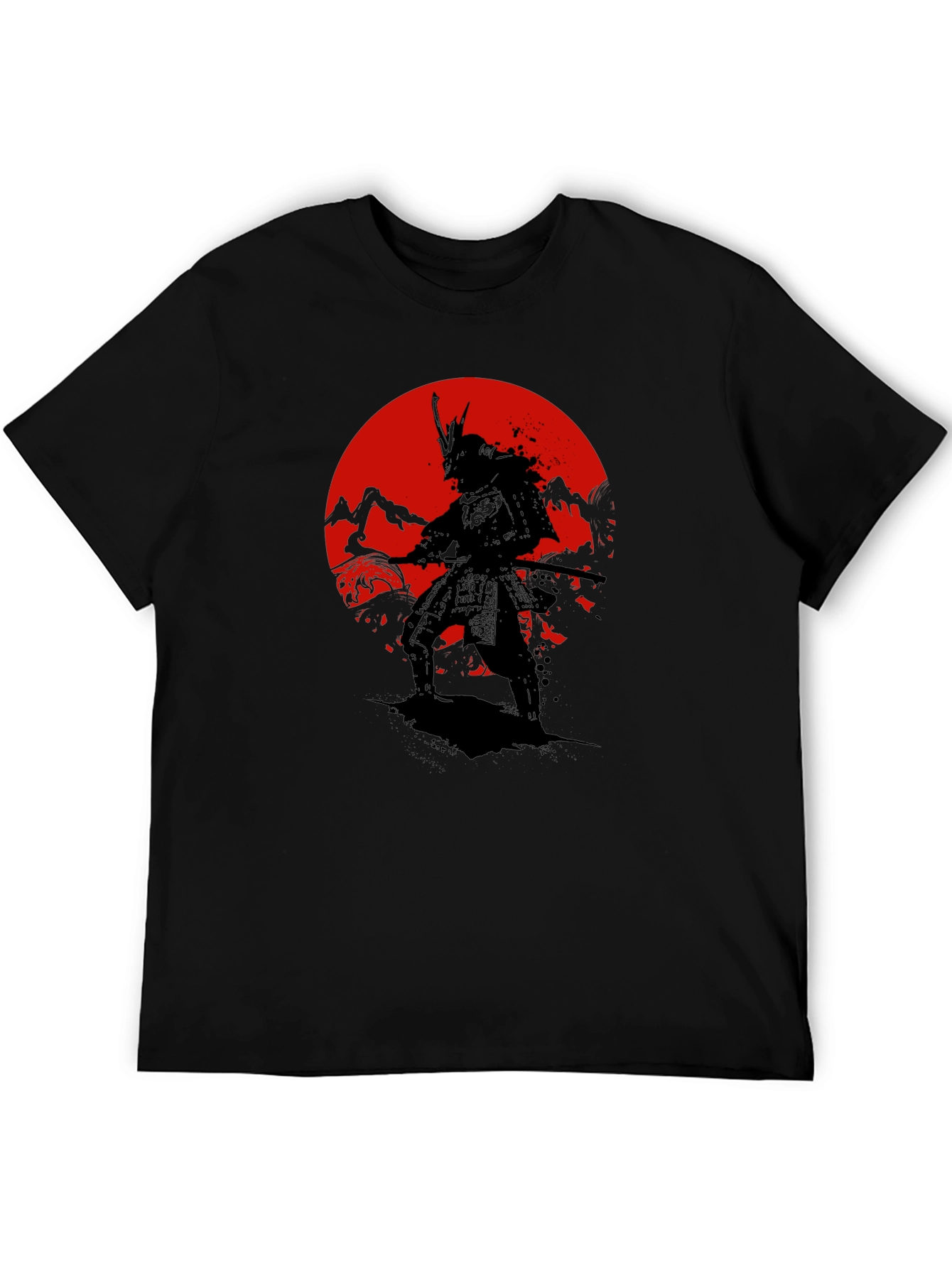 Samurai Sunset Graphic T-Shirt - Black