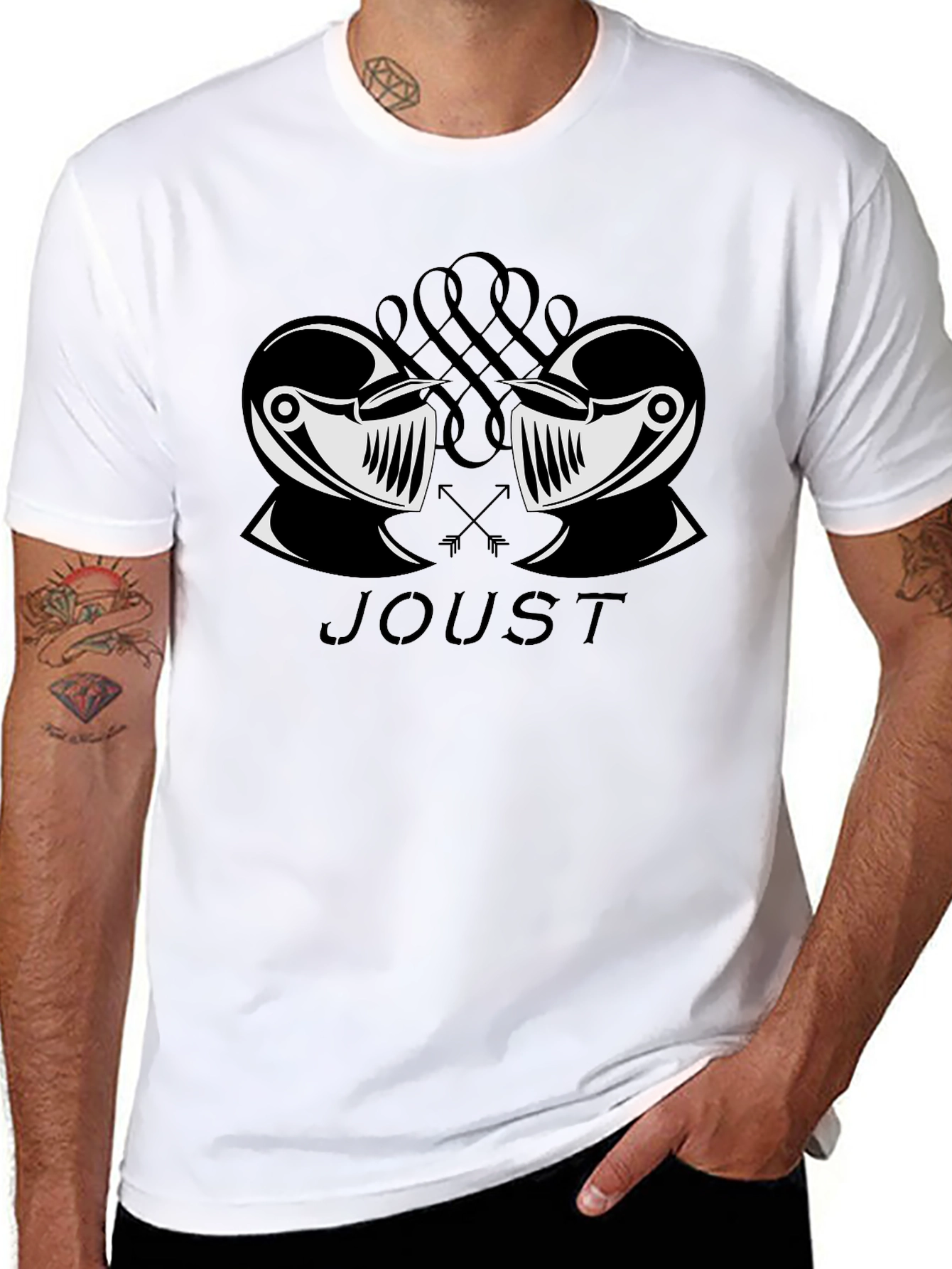 Jousting Knight Graphic Black T-Shirt