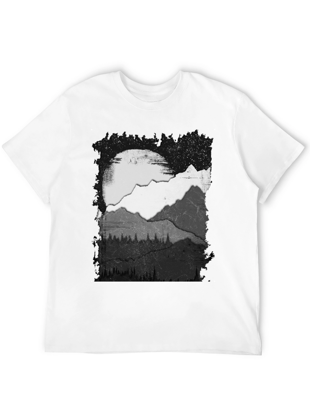Mountain Scene Graphic Tee - Black Cotton Blend