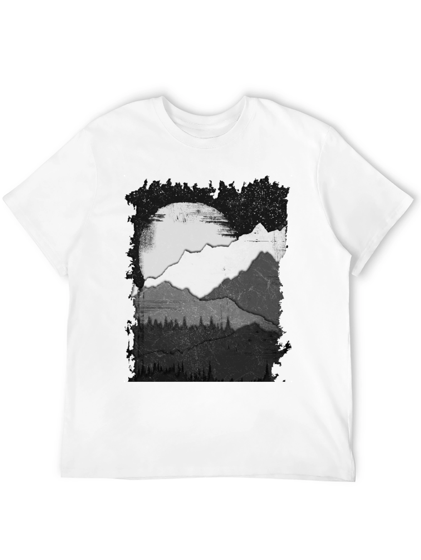 Mountain Scene Graphic Tee - Black Cotton Blend