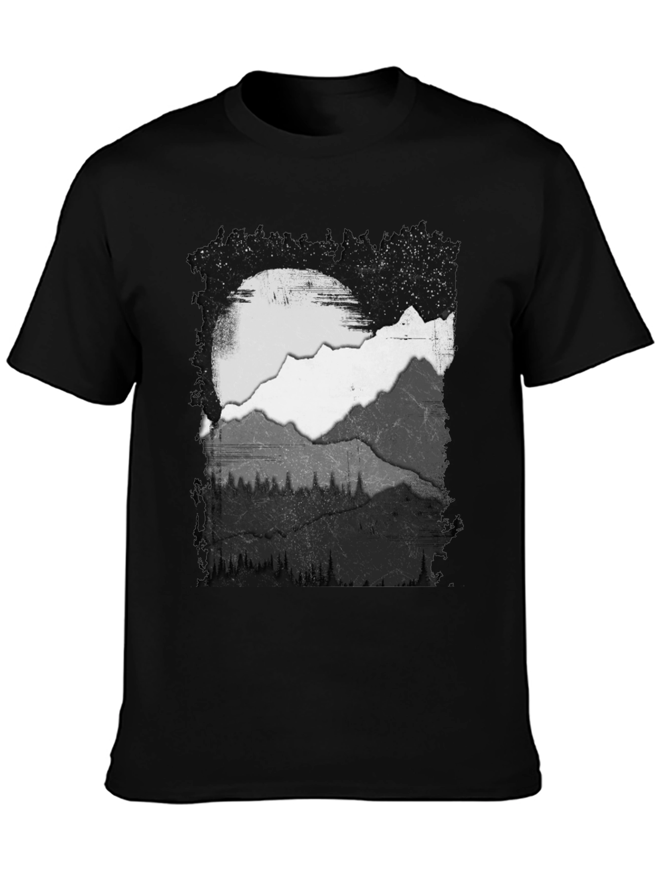 Mountain Scene Graphic Tee - Black Cotton Blend
