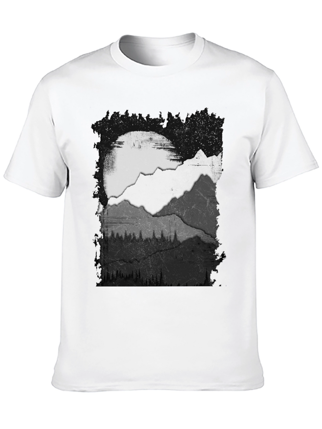 Mountain Scene Graphic Tee - Black Cotton Blend