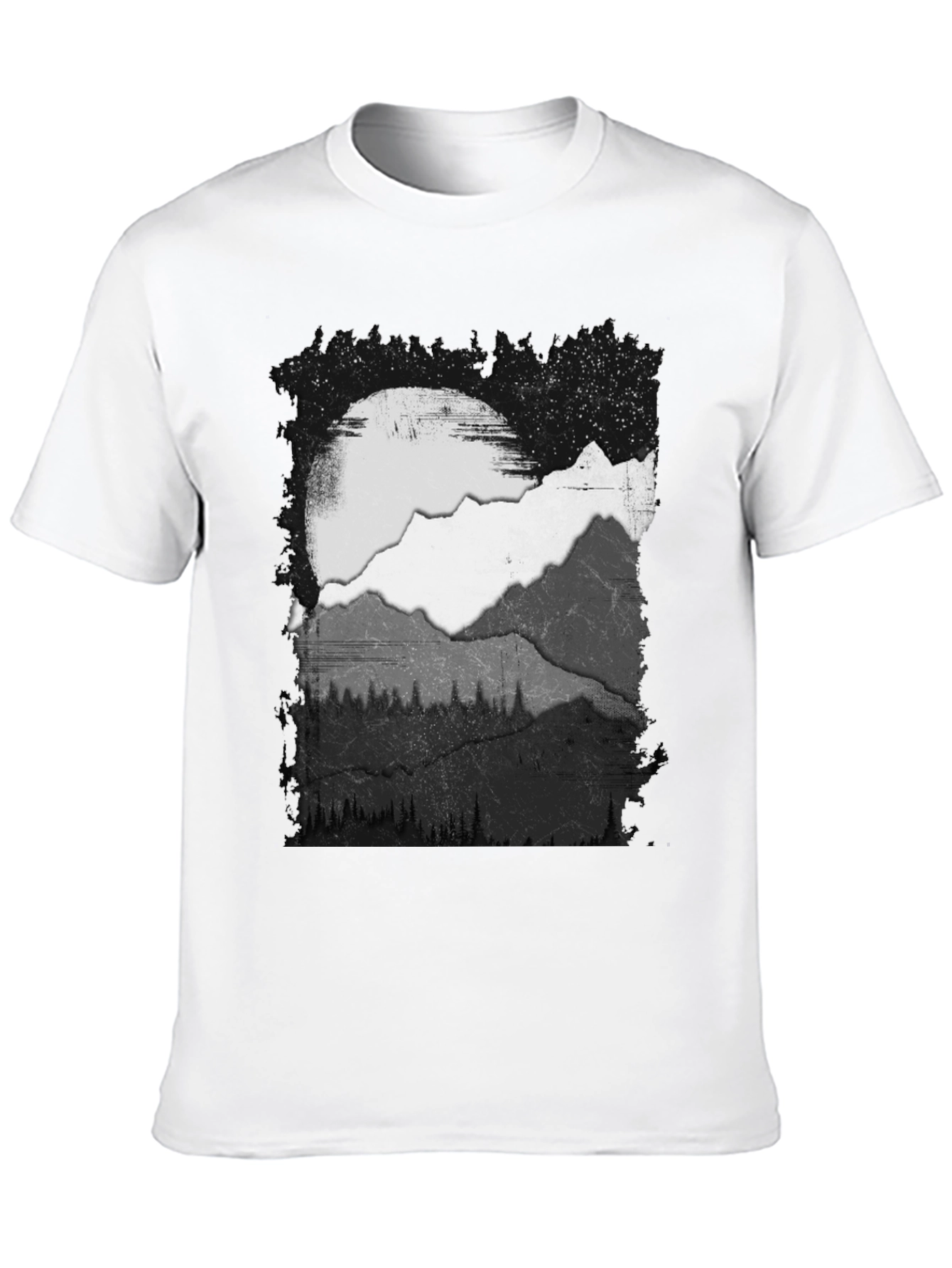 Mountain Scene Graphic Tee - Black Cotton Blend