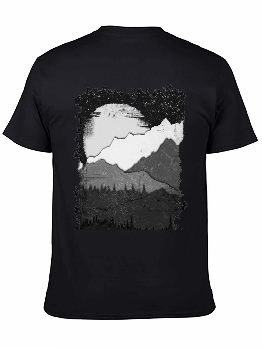Mountain Scene Graphic Tee - Black Cotton Blend