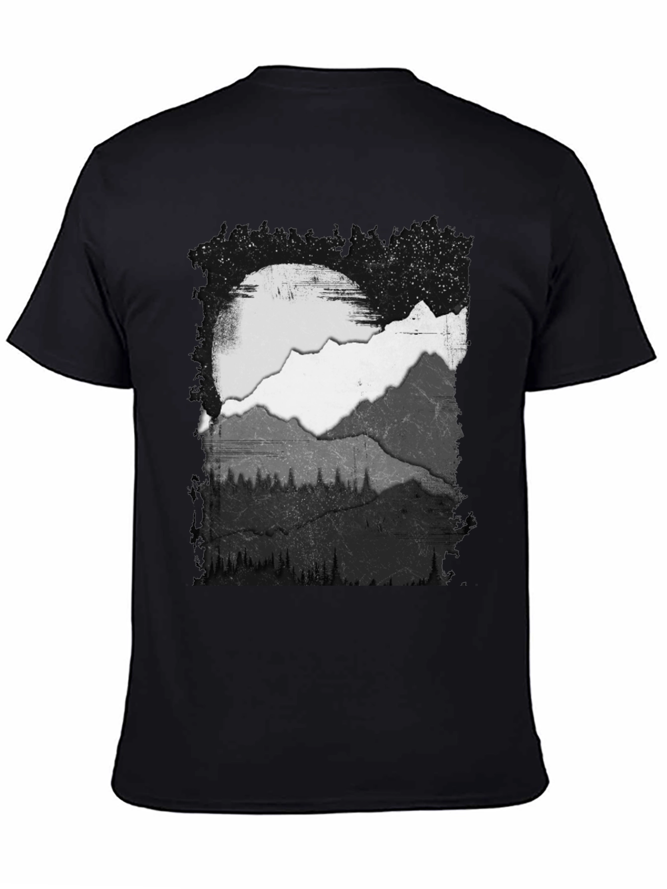 Mountain Scene Graphic Tee - Black Cotton Blend