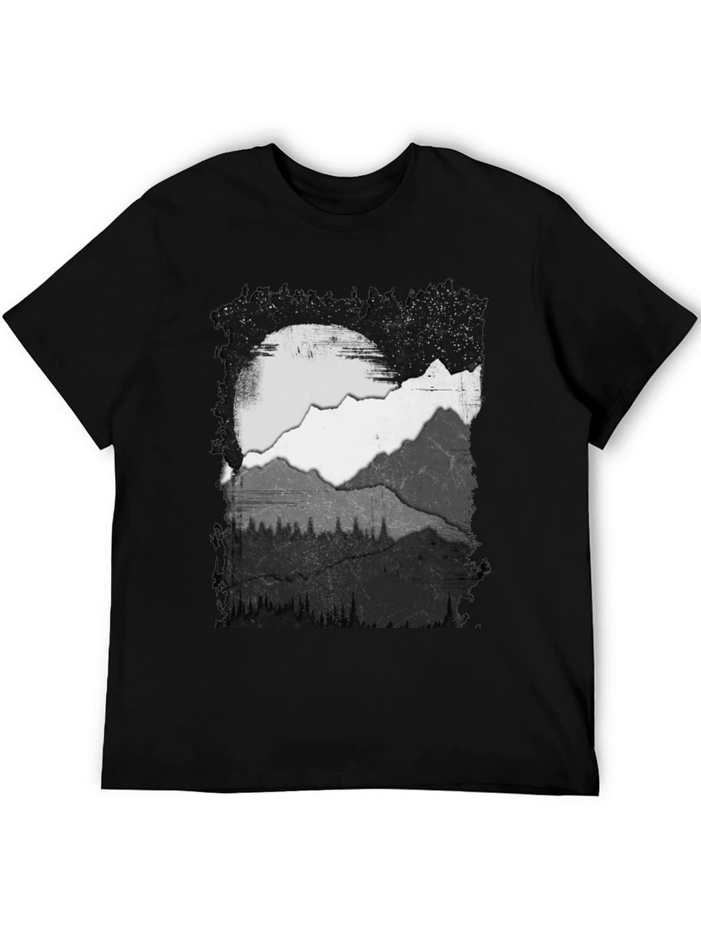 Mountain Scene Graphic Tee - Black Cotton Blend