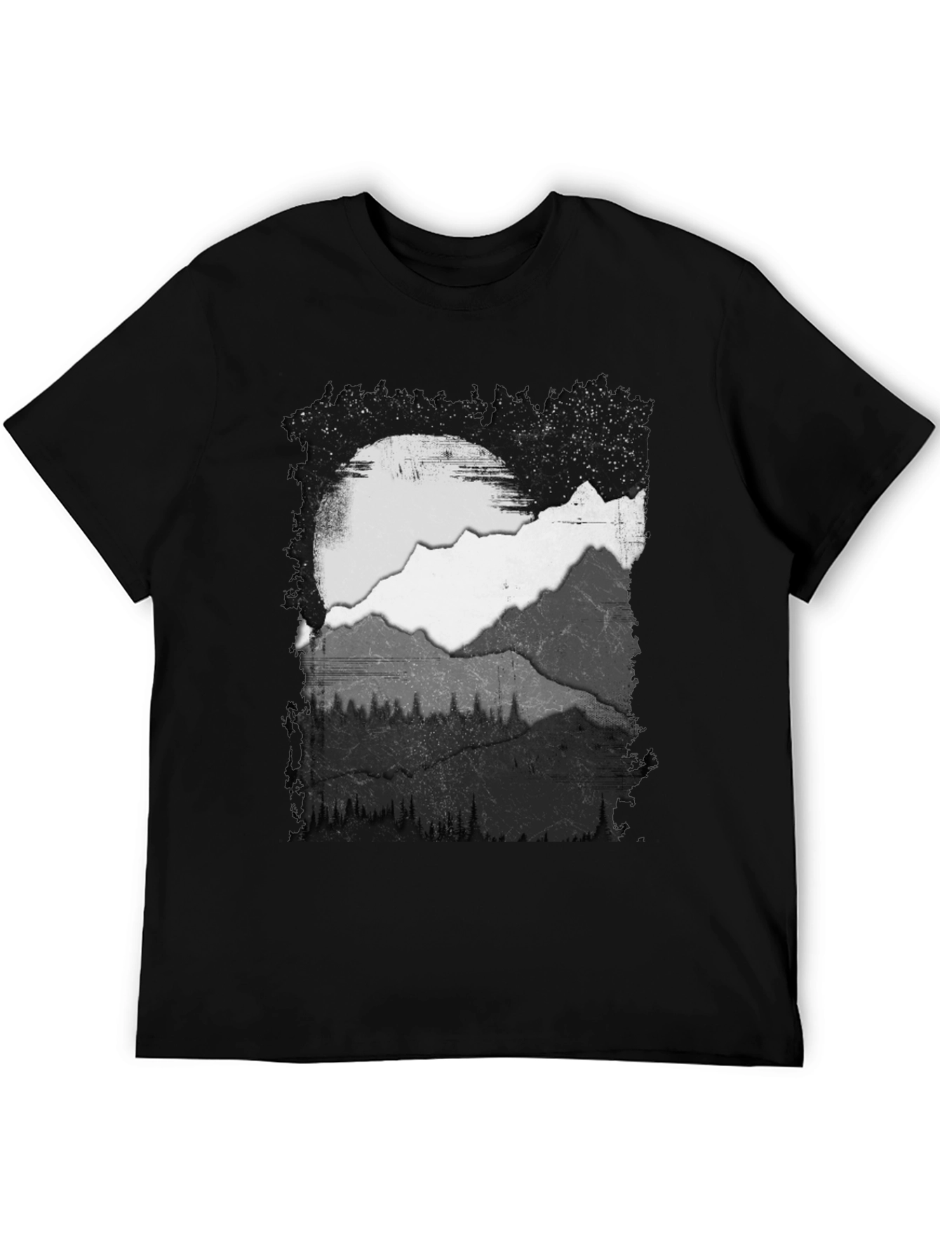 Mountain Scene Graphic Tee - Black Cotton Blend