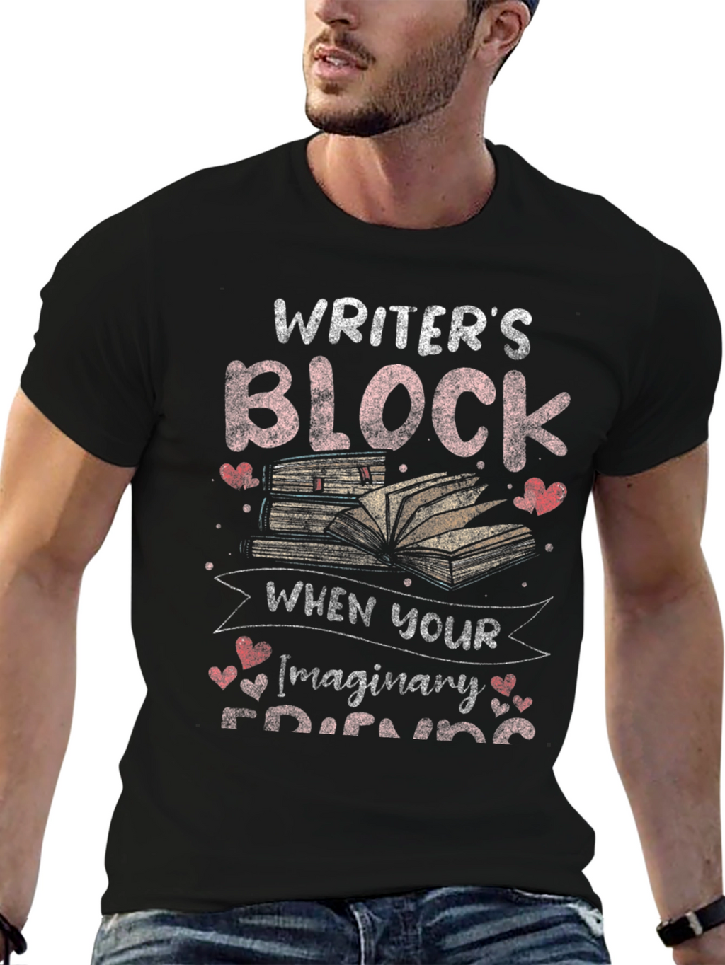 Writers Block Imaginary Friends Black Graphic Tee