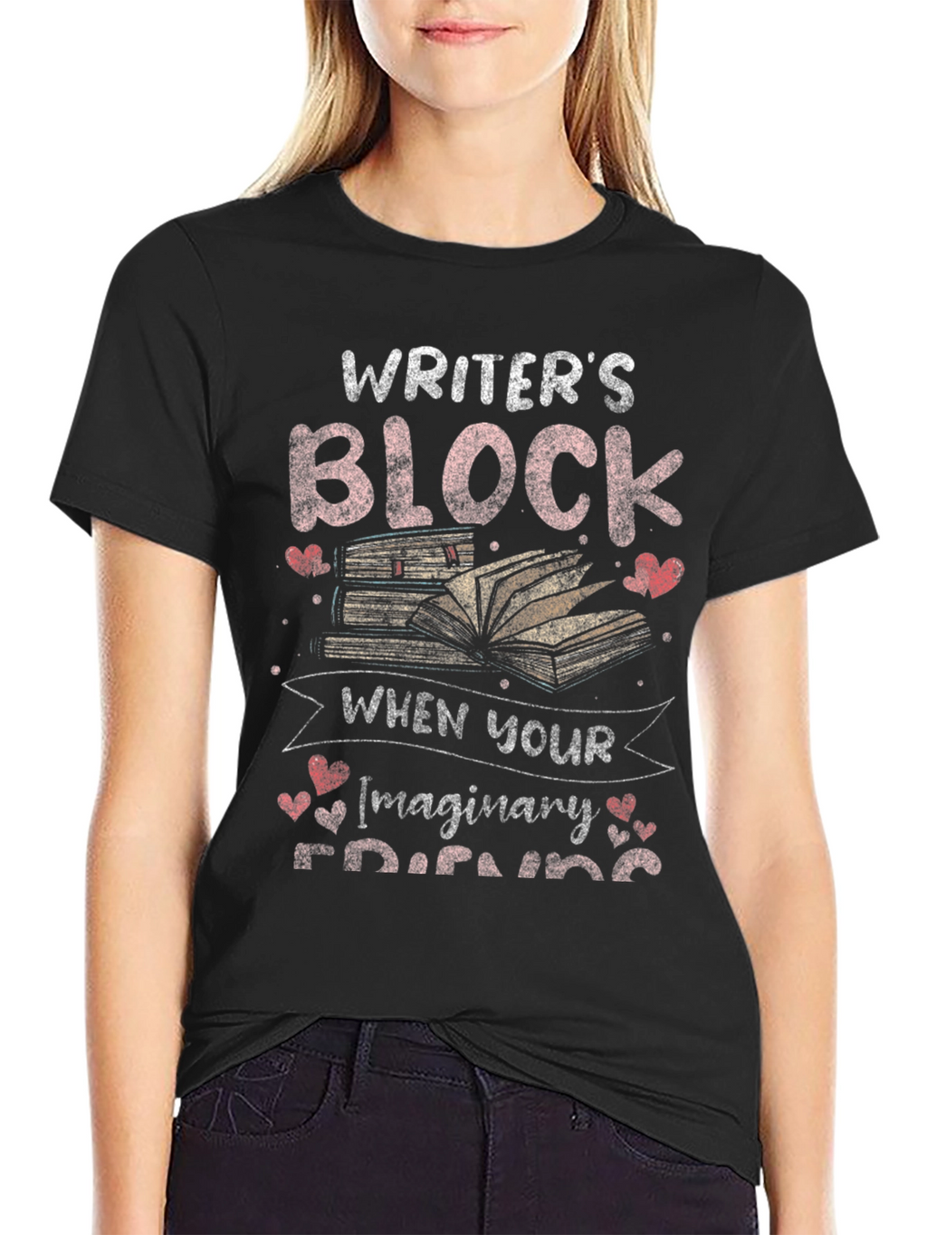 Writers Block Imaginary Friends Black Graphic Tee