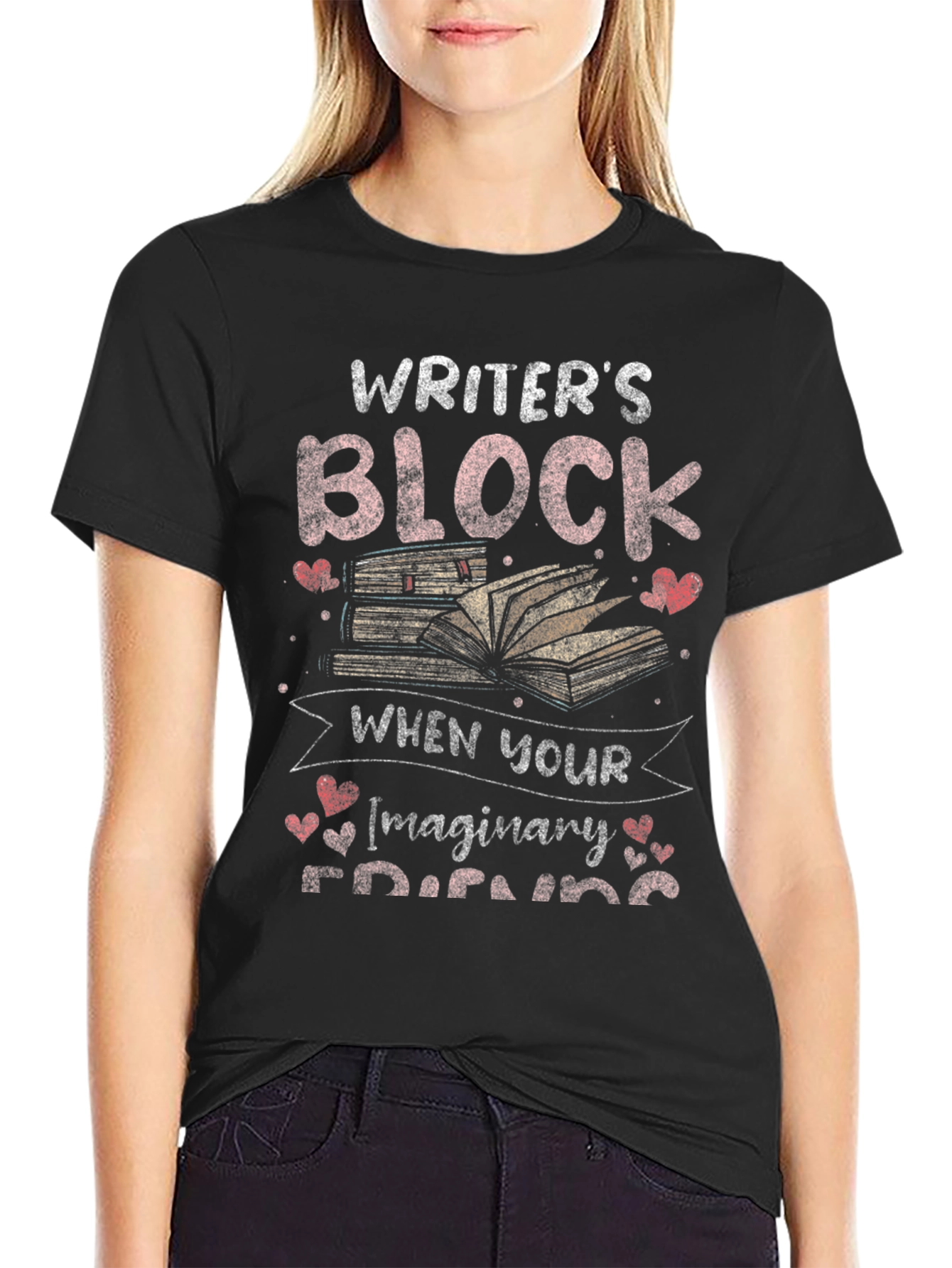 Writers Block Imaginary Friends Black Graphic Tee