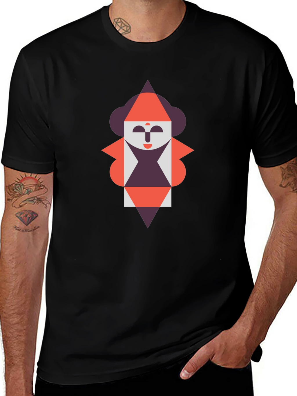 Geometric Figure Graphic Tee - Unique Design