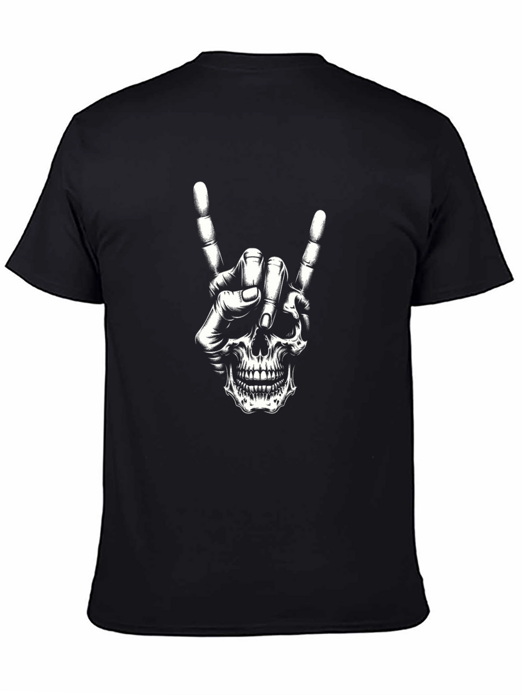 Skull Hand Rock On Black Tee