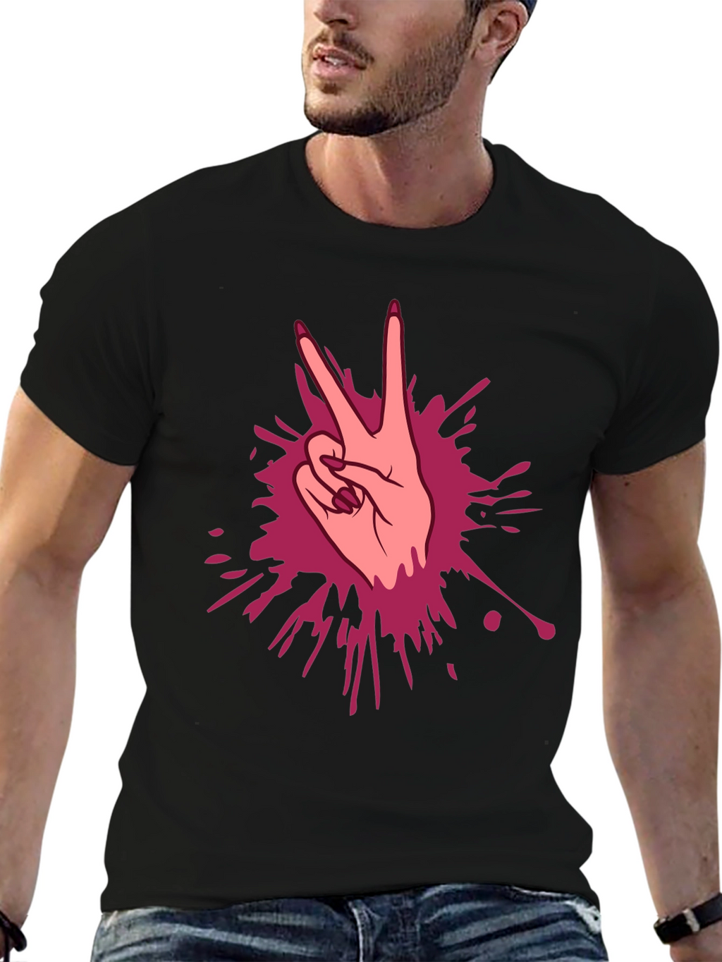 Peace Sign Hand Graphic T-Shirt
