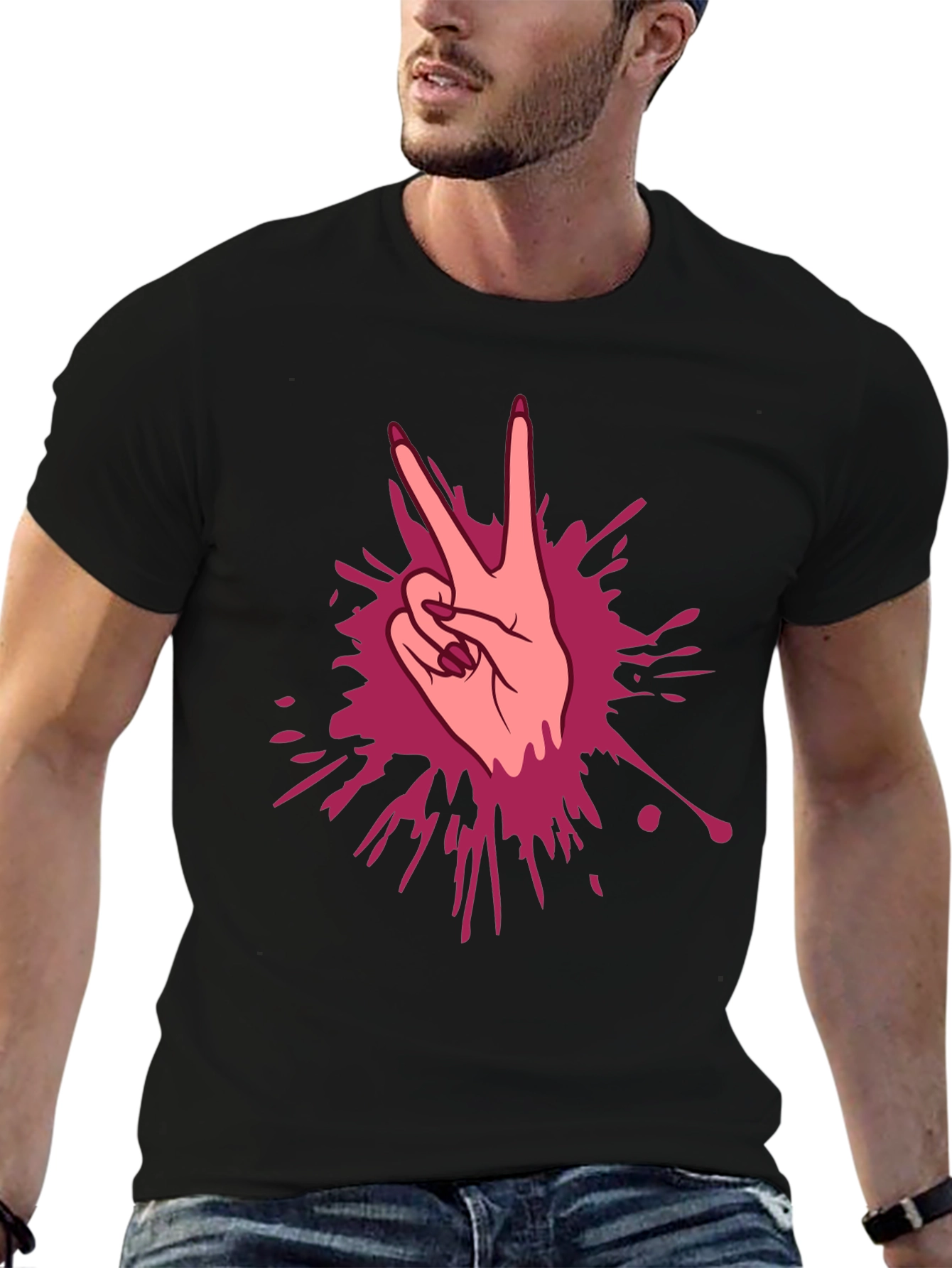 Peace Sign Hand Graphic T-Shirt