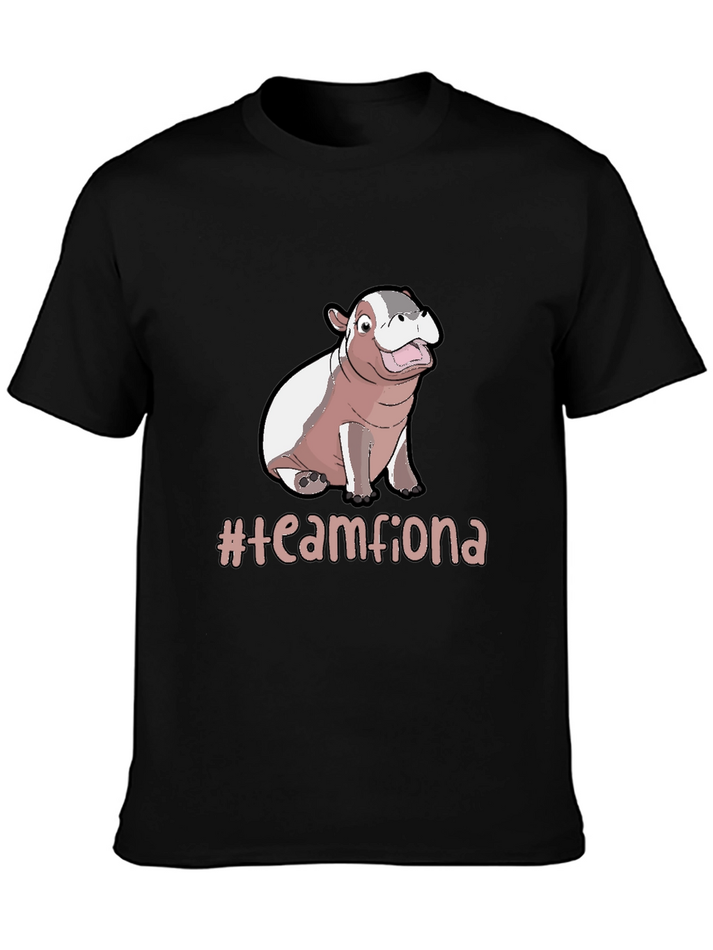 Team Fiona Hippo T-Shirt -  Unisex Black Tee