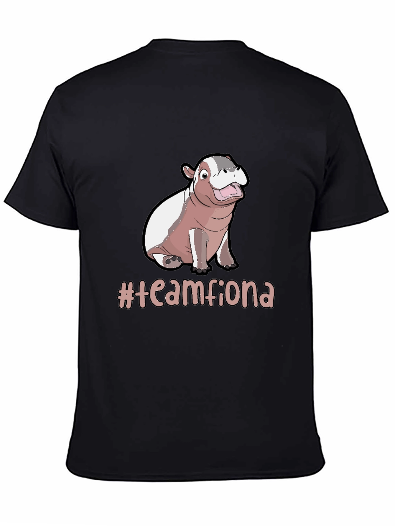 Team Fiona Hippo T-Shirt -  Unisex Black Tee