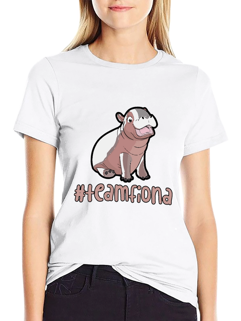 Team Fiona Hippo T-Shirt -  Unisex Black Tee