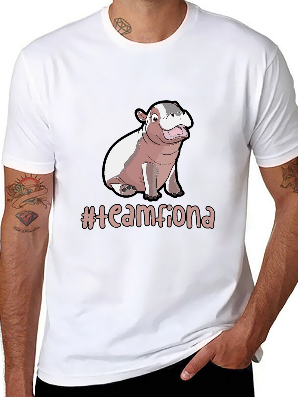 Team Fiona Hippo T-Shirt -  Unisex Black Tee