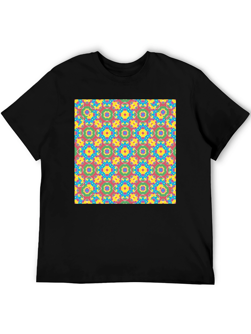 Bold Geometric Pattern Black T-Shirt