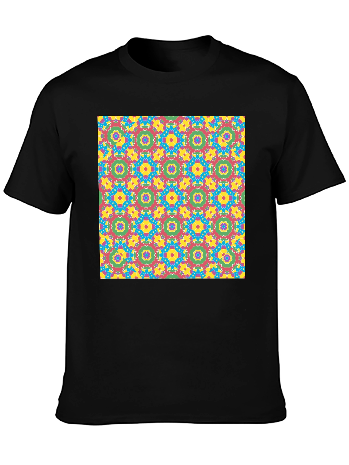 Bold Geometric Pattern Black T-Shirt