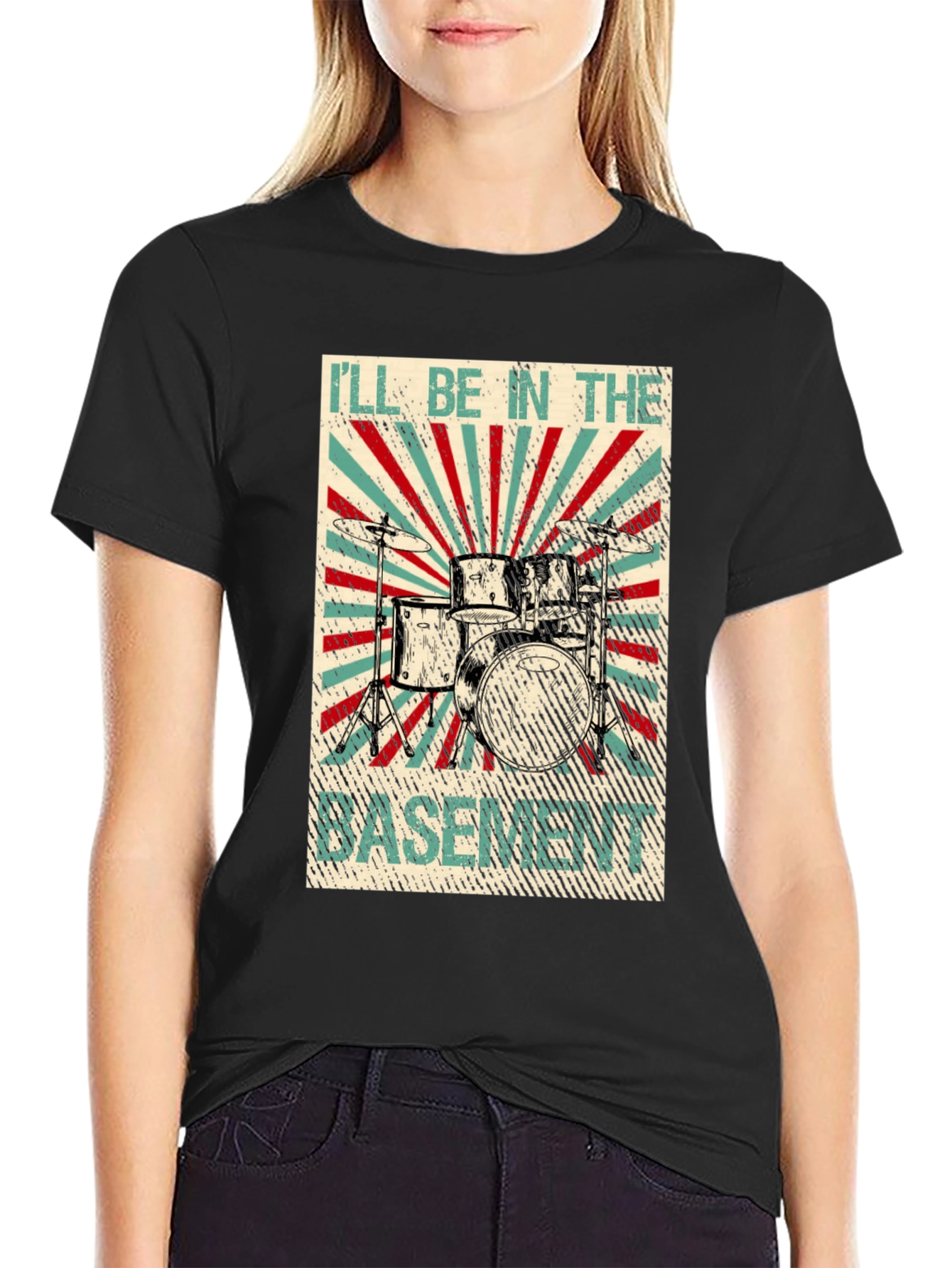 Ill Be In The Basement Drum Set T-Shirt