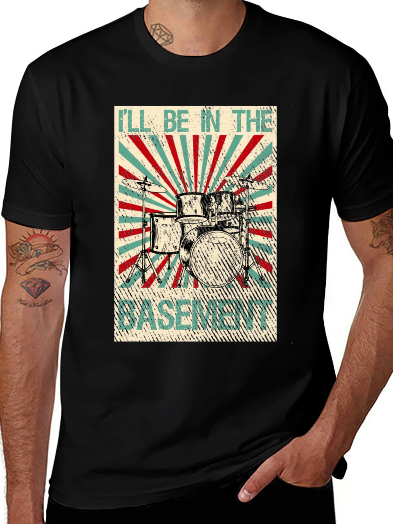 Ill Be In The Basement Drum Set T-Shirt
