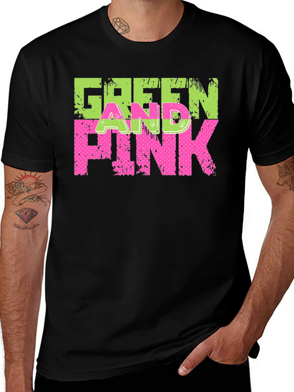 Green and Pink Graphic T-Shirt
