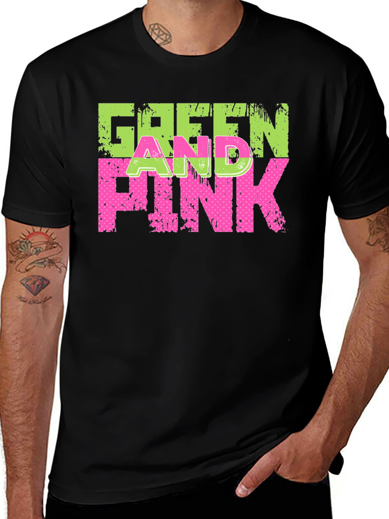Green and Pink Graphic T-Shirt