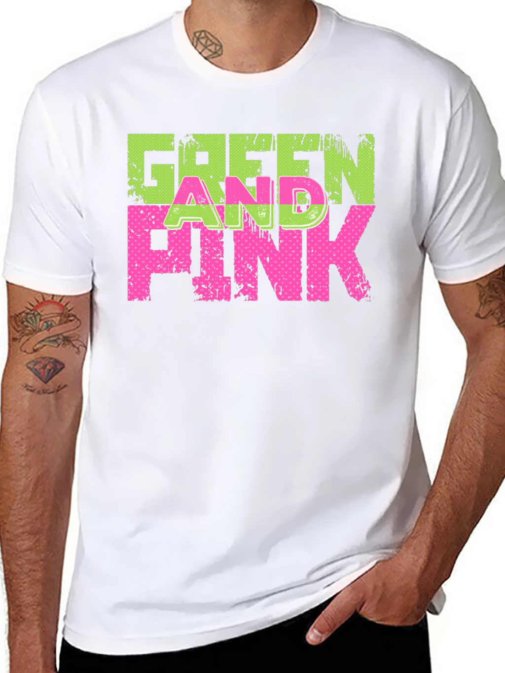 Green and Pink Graphic T-Shirt