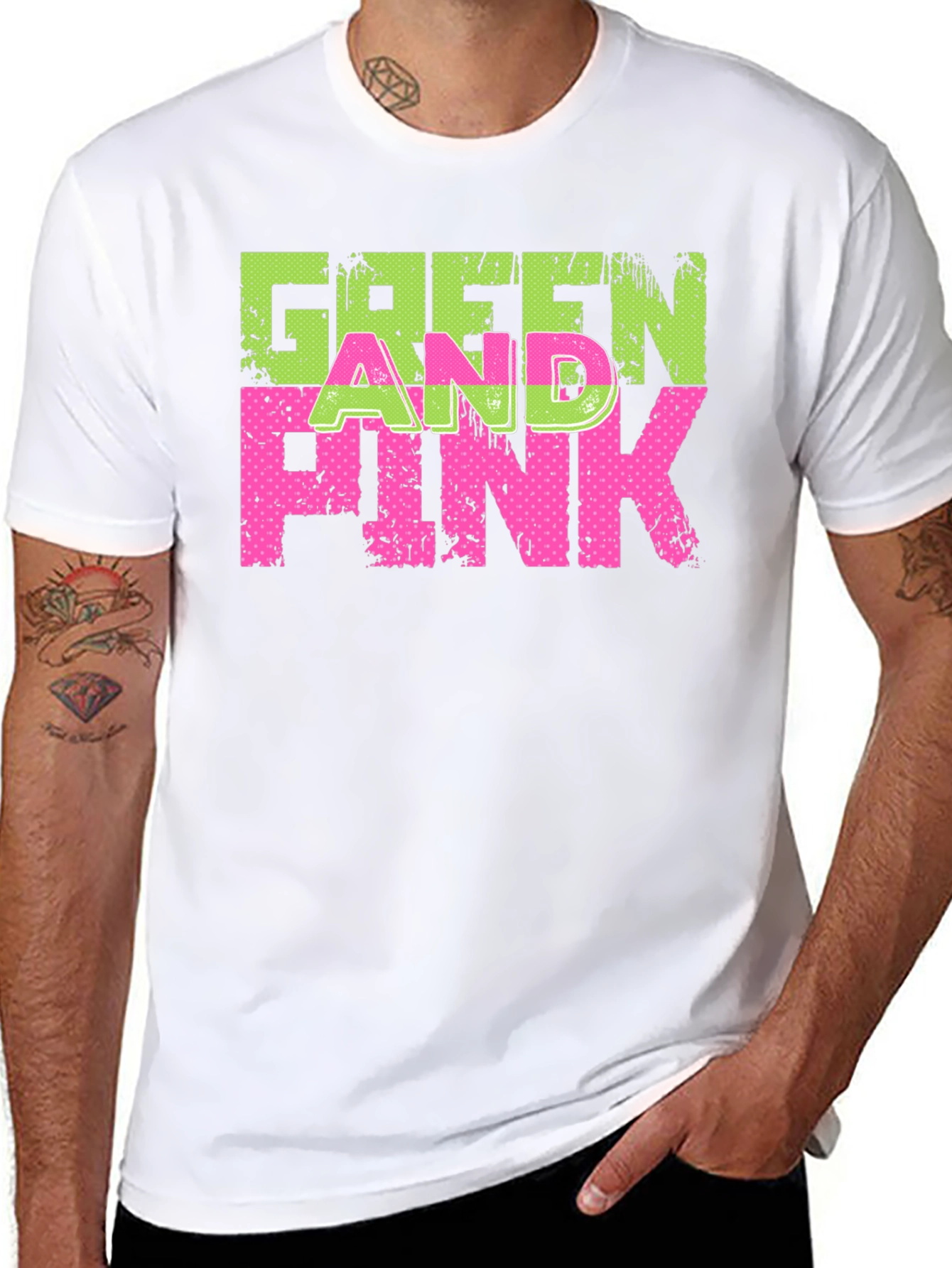 Green and Pink Graphic T-Shirt