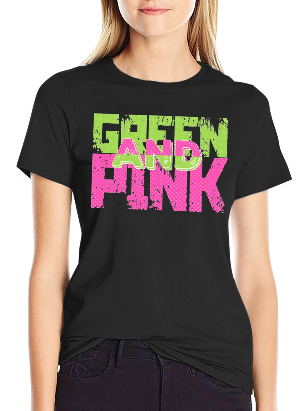 Green and Pink Graphic T-Shirt