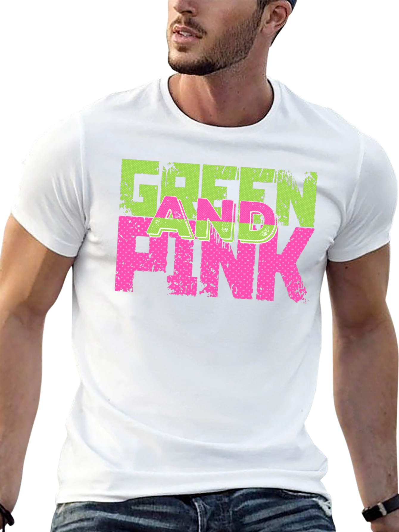 Green and Pink Graphic T-Shirt