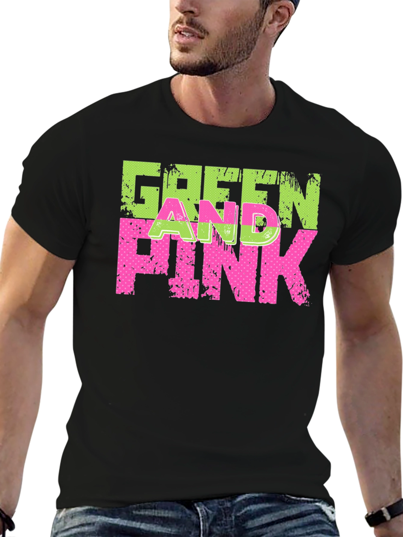 Green and Pink Graphic T-Shirt