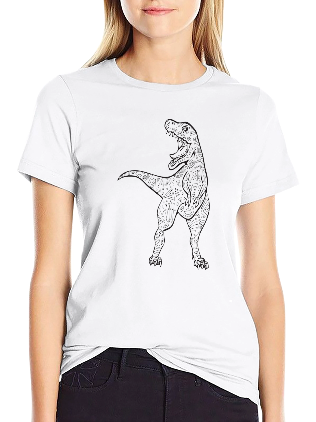 Dino Outline Graphic Tee - Black