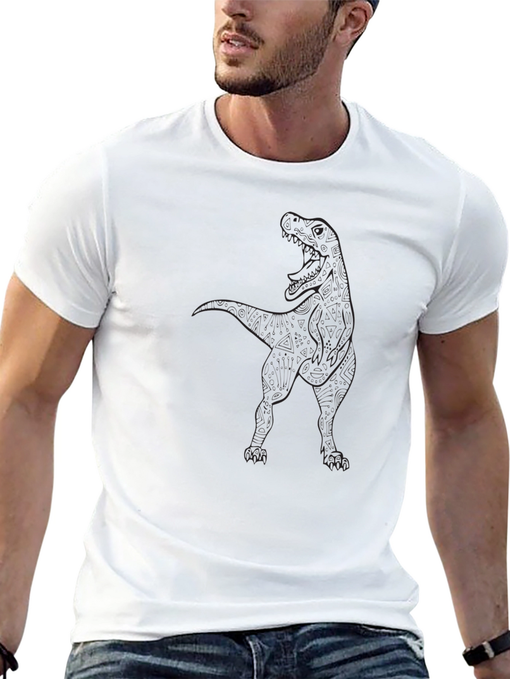 Dino Outline Graphic Tee - Black