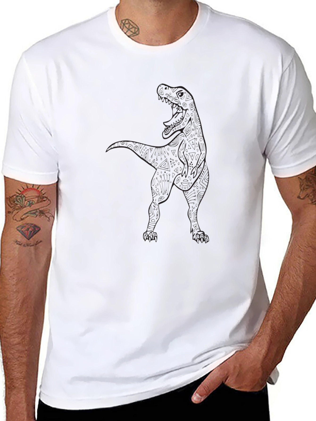 Dino Outline Graphic Tee - Black