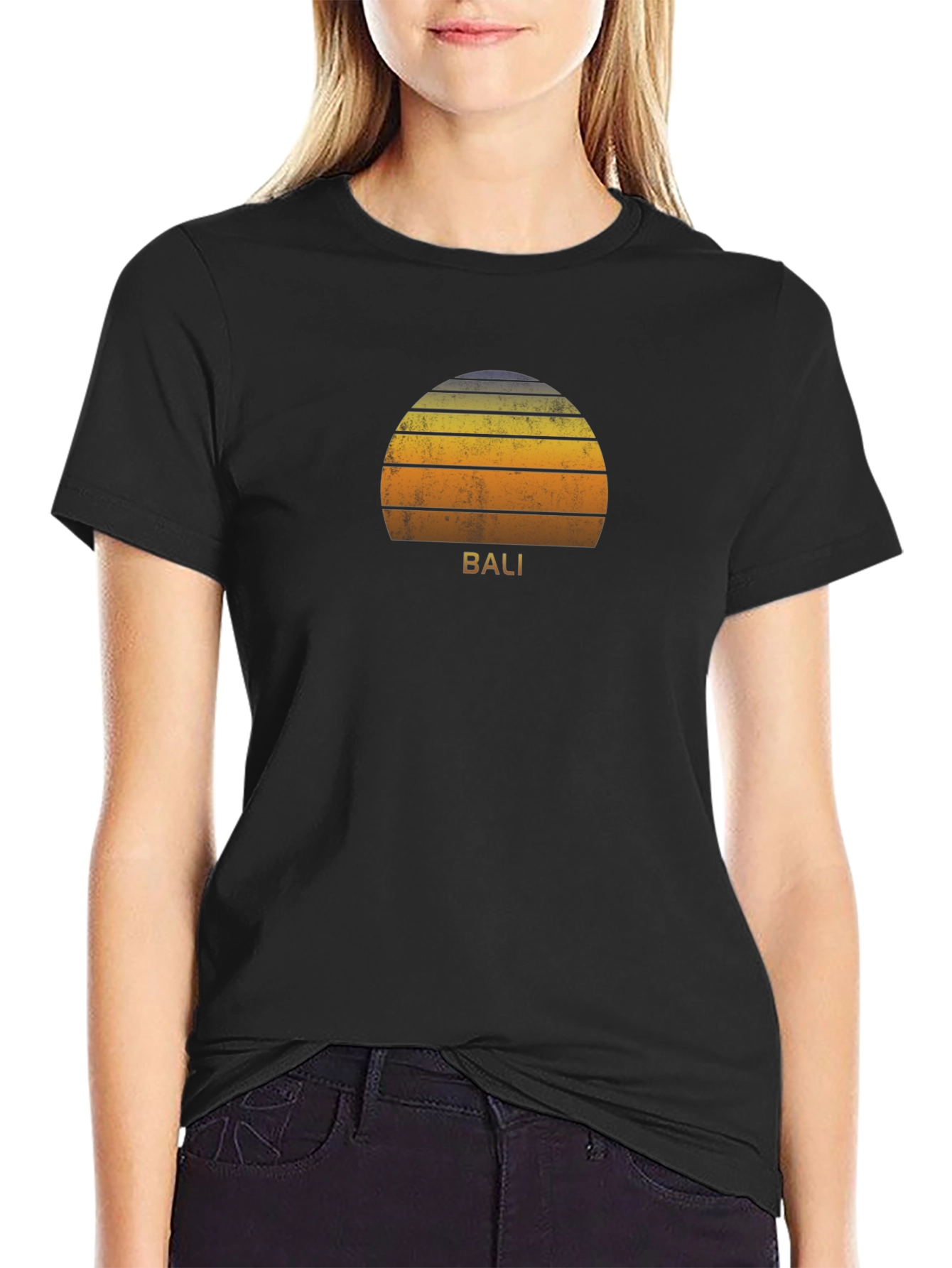 Bali Sunset Graphic Tee - Soft Cotton Black T-Shirt