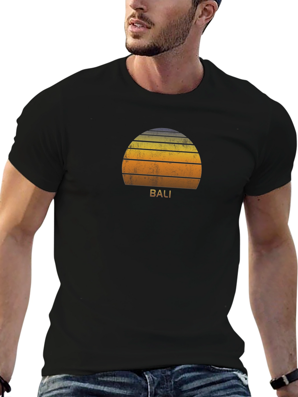 Bali Sunset Graphic Tee - Soft Cotton Black T-Shirt