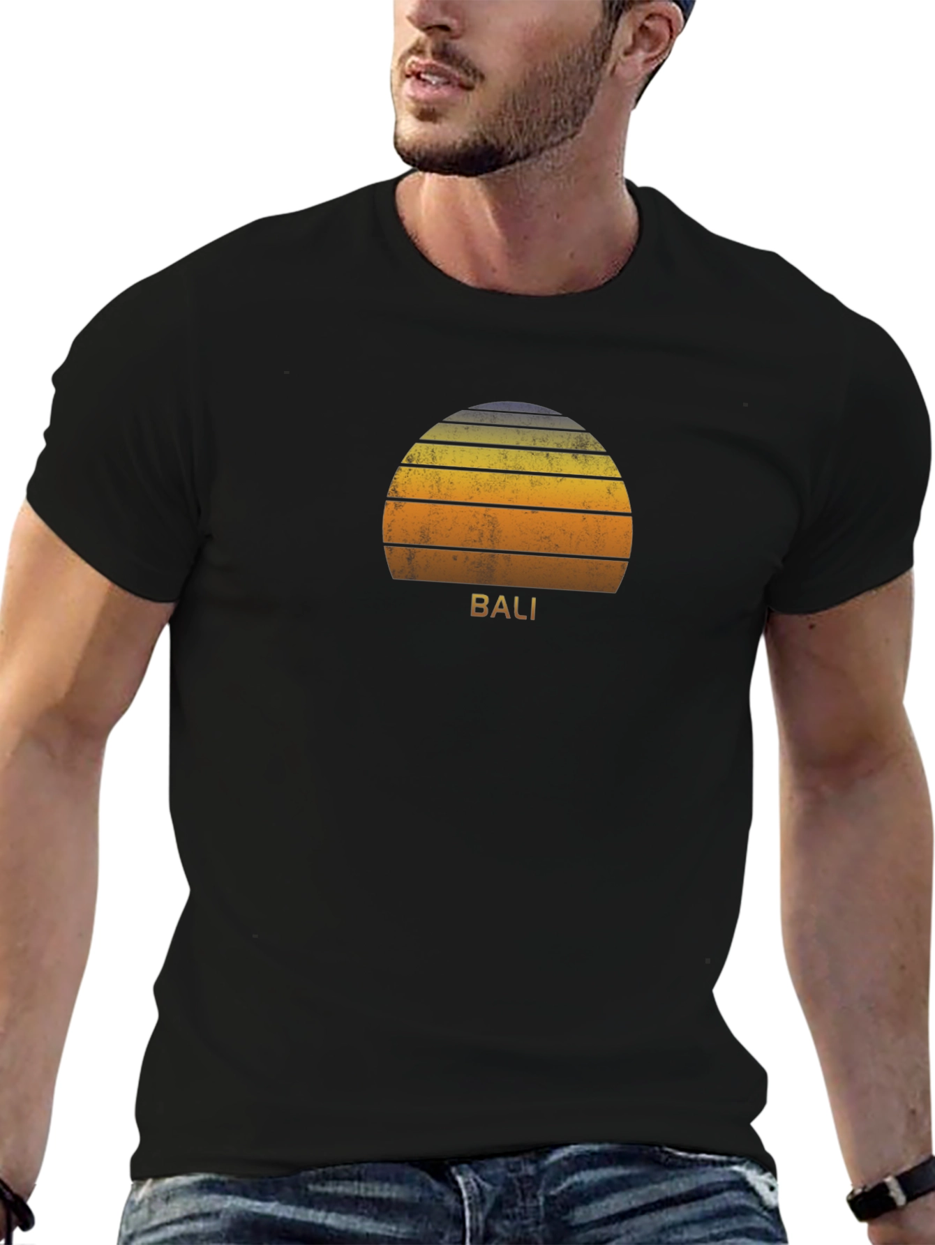 Bali Sunset Graphic Tee - Soft Cotton Black T-Shirt