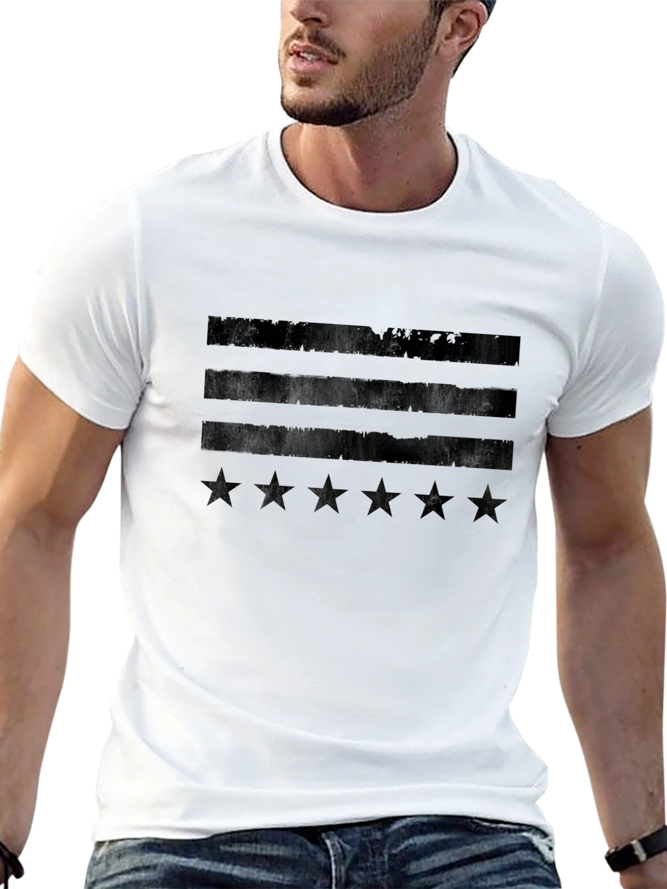 Distressed US Flag Stars & Stripes Graphic Tee
