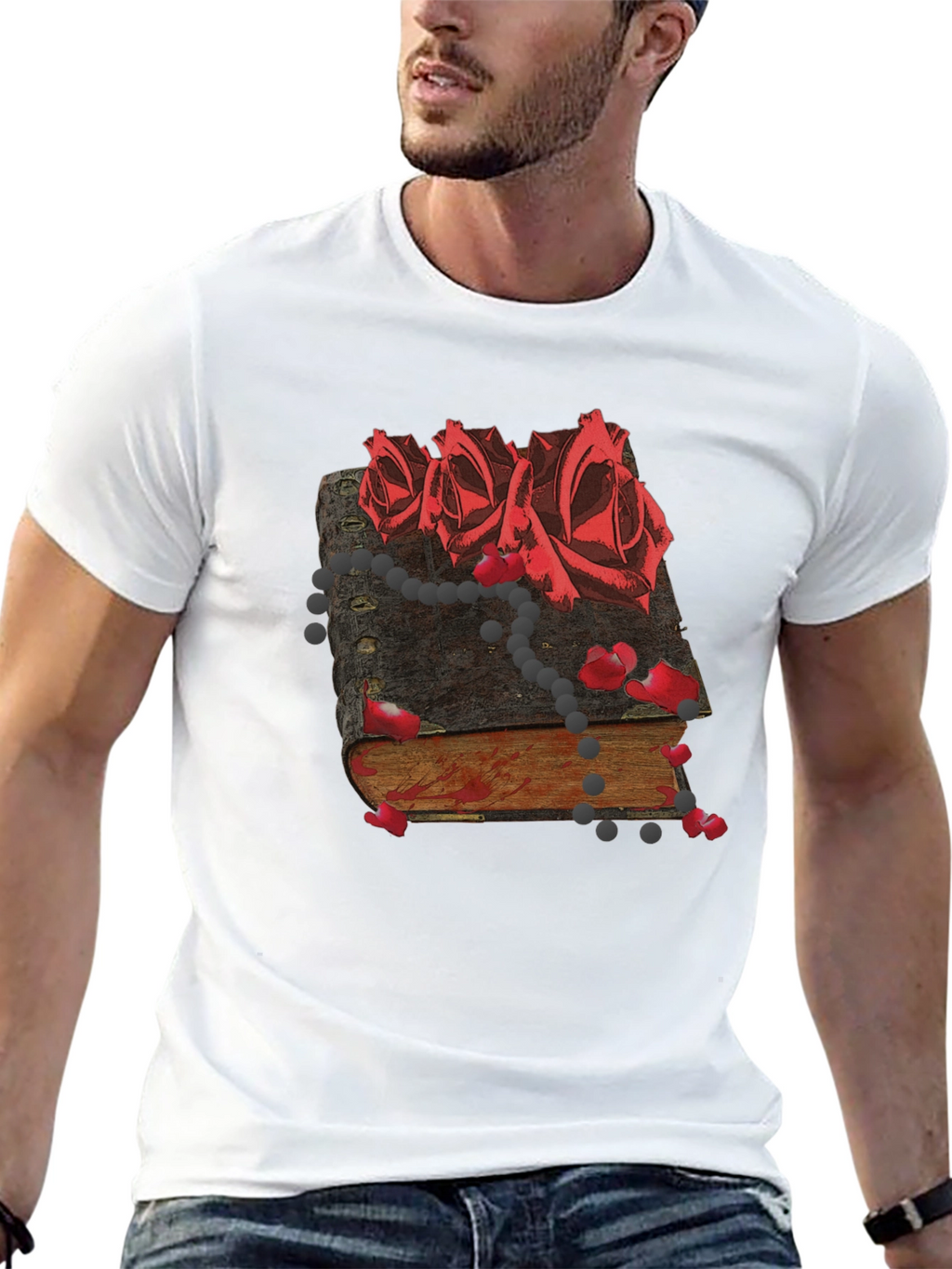 Dark Roses Book Tee - Gothic Style T-Shirt