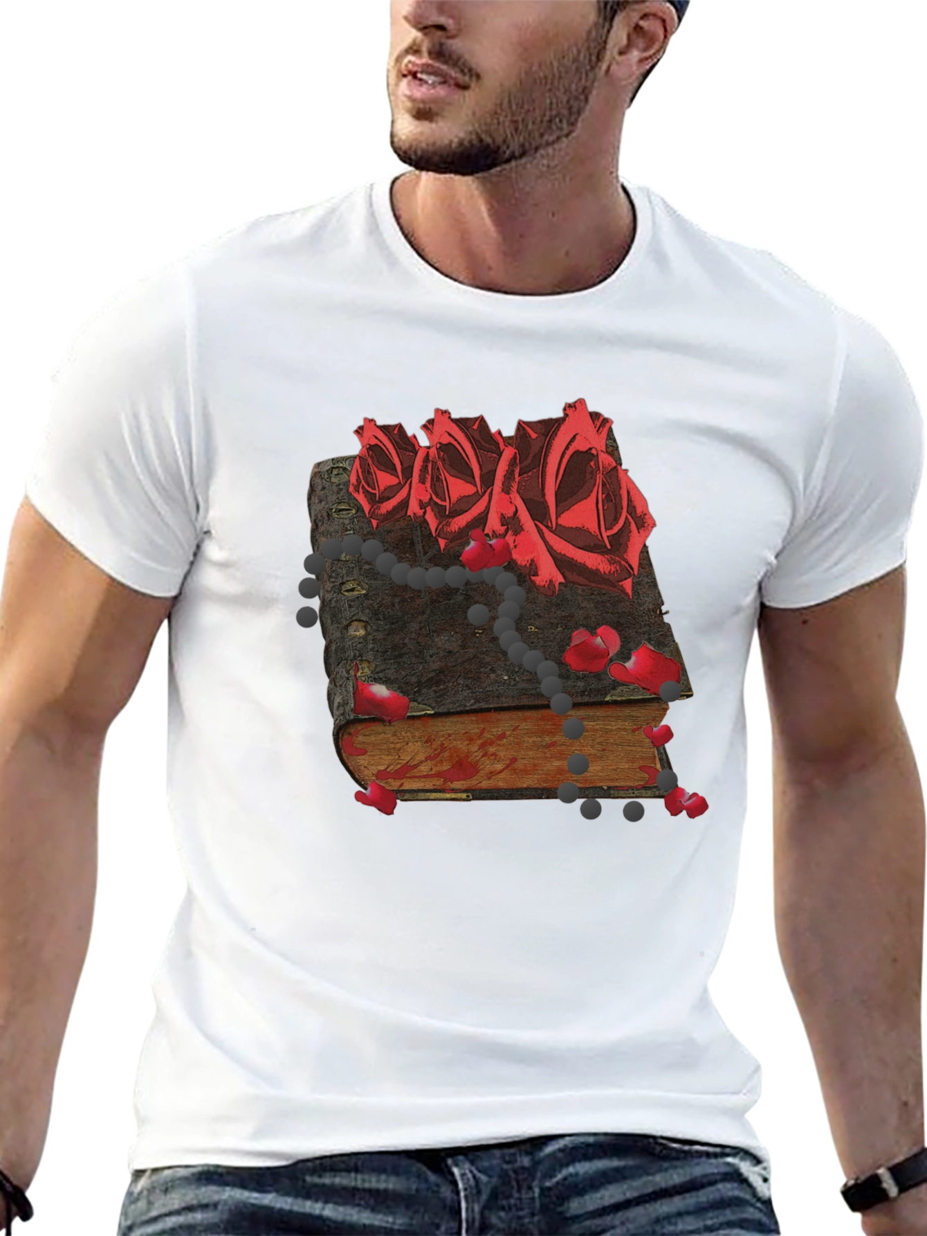 Dark Roses Book Tee - Gothic Style T-Shirt