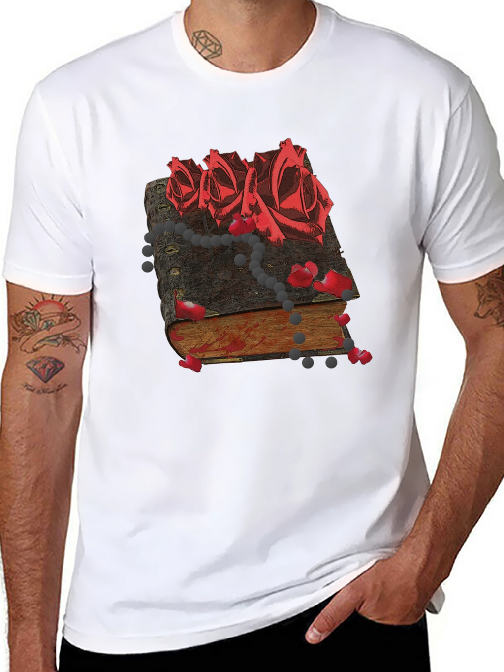 Dark Roses Book Tee - Gothic Style T-Shirt