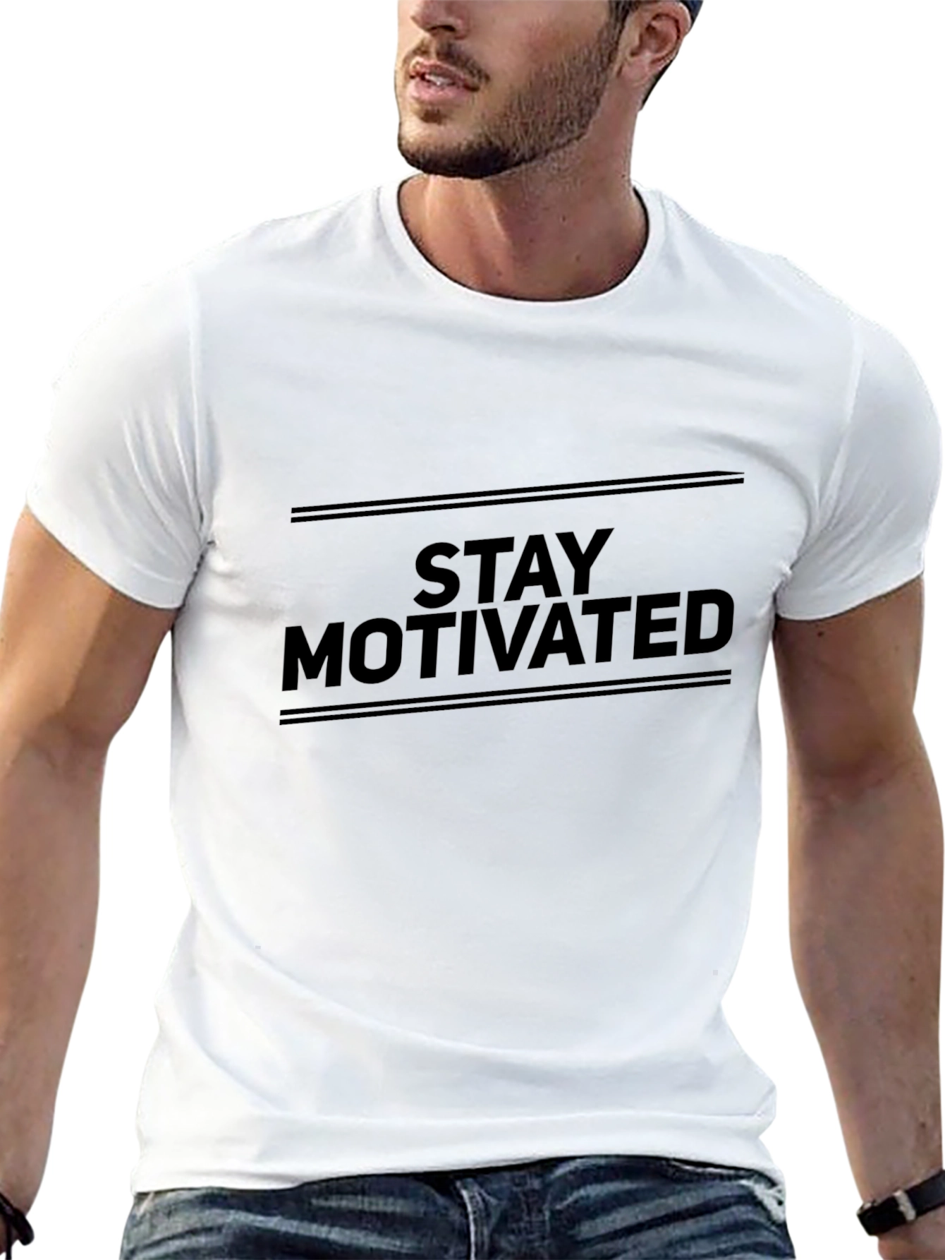 Stay Motivated Black Graphic T-Shirt