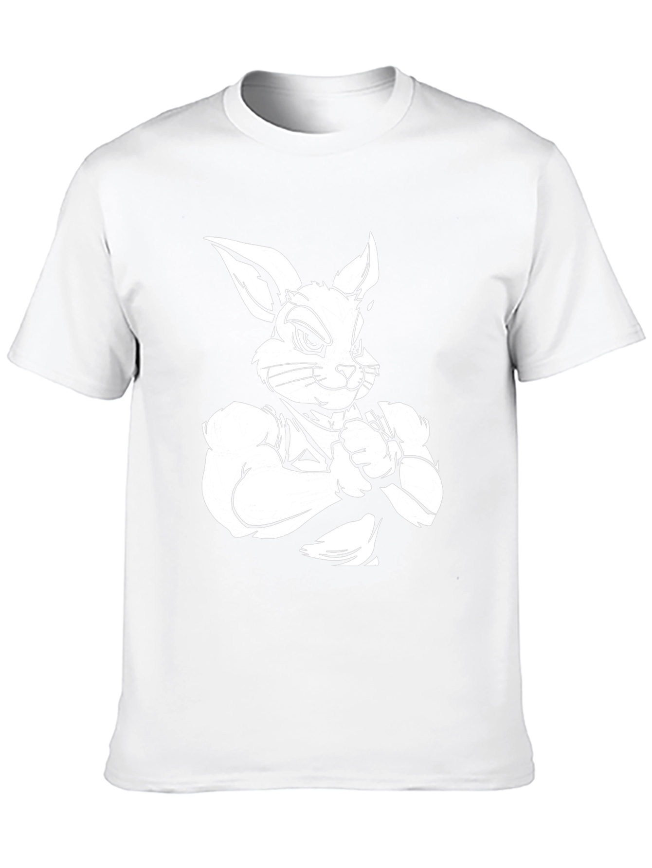 Black T-Shirt with Muscular Rabbit Graphic