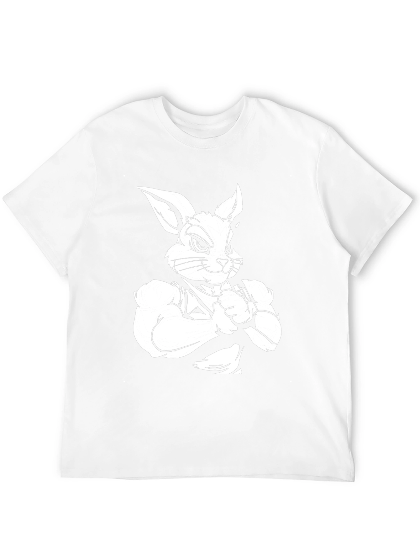 Black T-Shirt with Muscular Rabbit Graphic